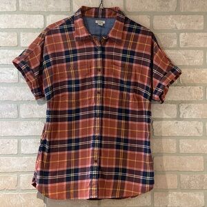 L.L. Bean Women's Short Sleeve Flannel Shirt, Button-Down